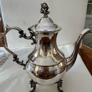 Elegant Silver plated vintage Teapot with Ornate Handle